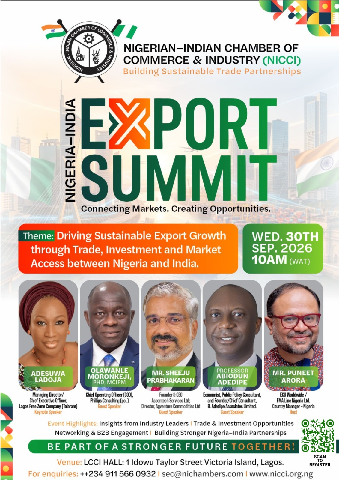 Nigeria-India Export Summit, Wednesday 30th September 2026